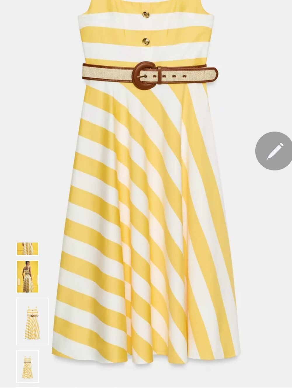 Zara Yellow and White Striped Square-Neck Midi Dress - Picture 6 of 16